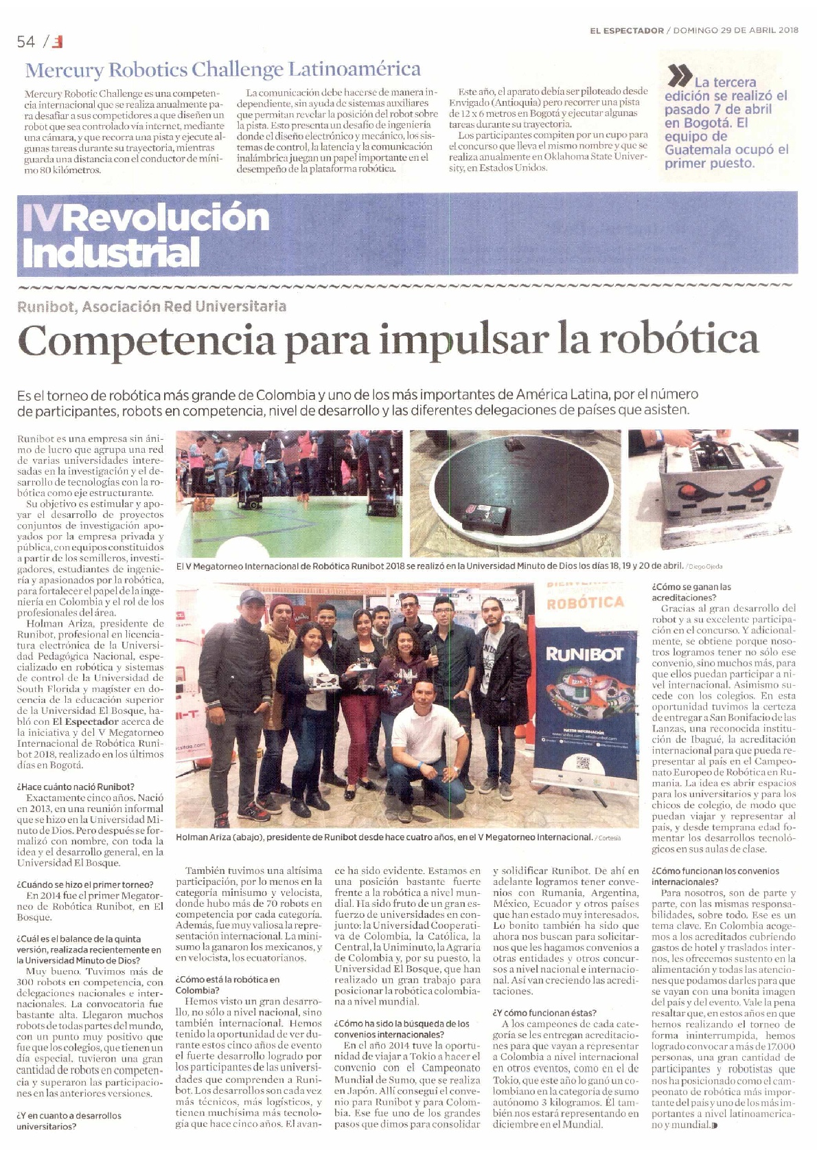 Runibot el evento más grande de Colombia de robótica