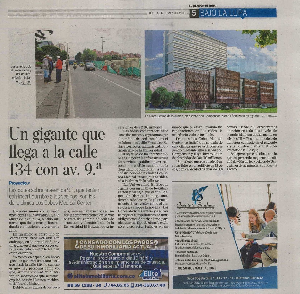 Un gigante que llega a la 134 con Av. 9a.