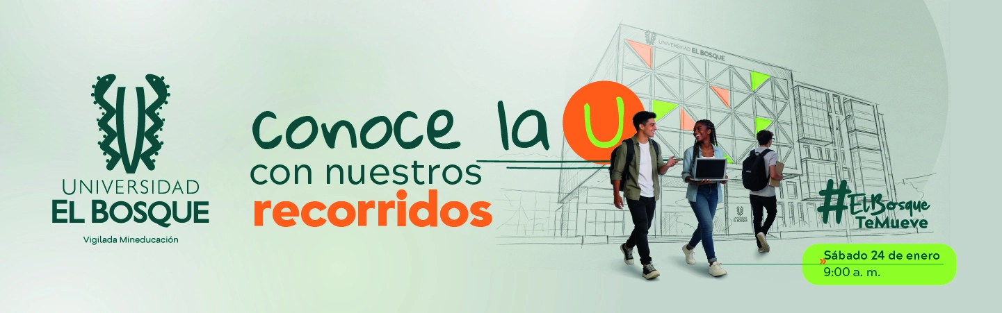 Imagen con fondo color verde claro, en primer plano personas caminando y mensaje alusivo a los recorridos presenciales. 