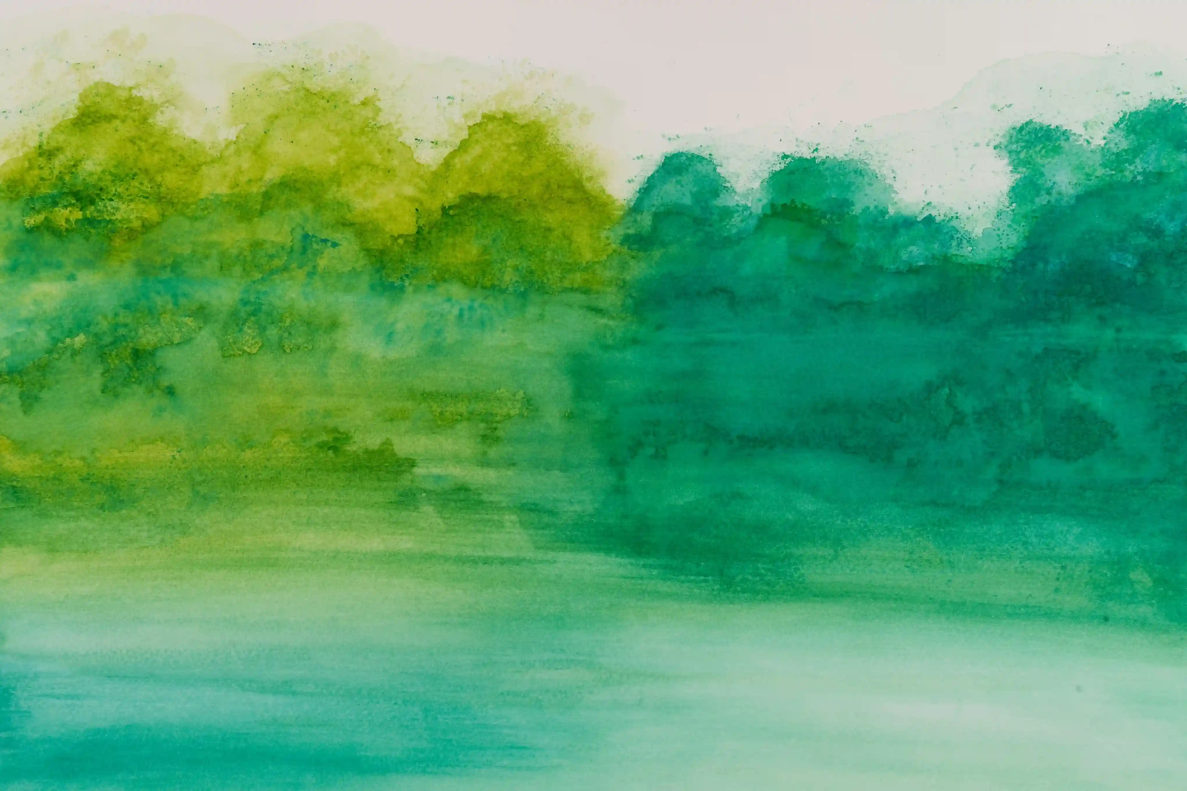 Pintura de bosque verde en acuarela 