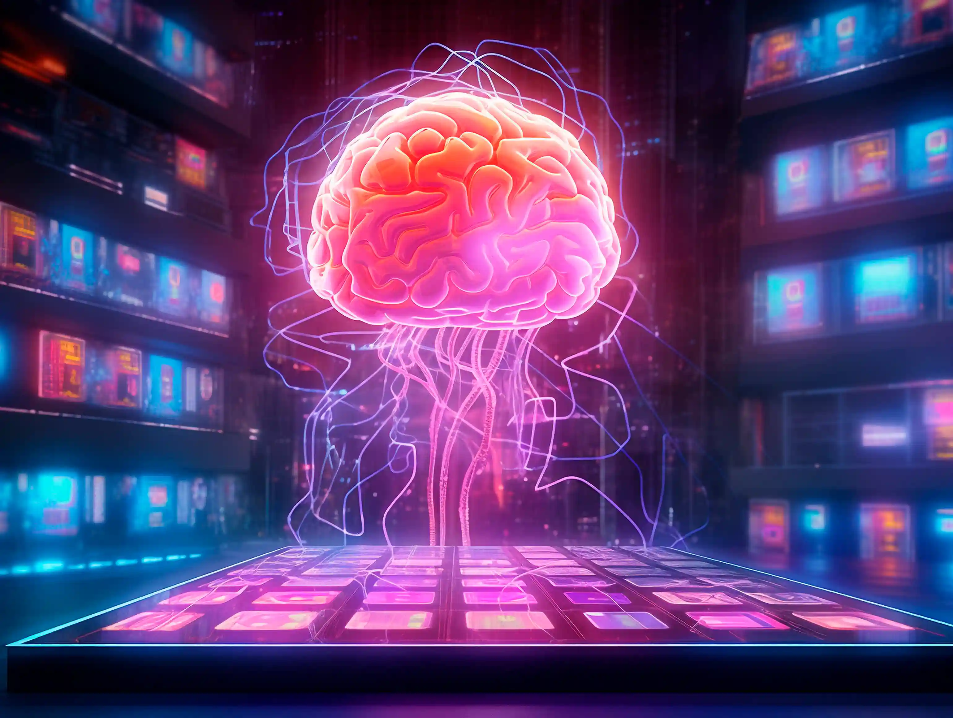 Cerebro animado en un entorno digital