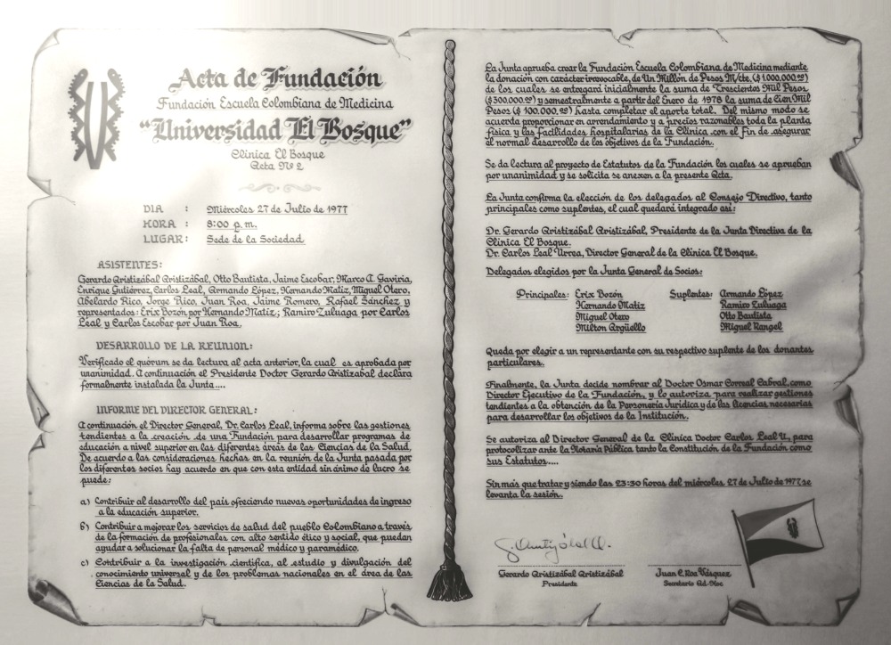 Acta de fundación de la Universidad El Bosque