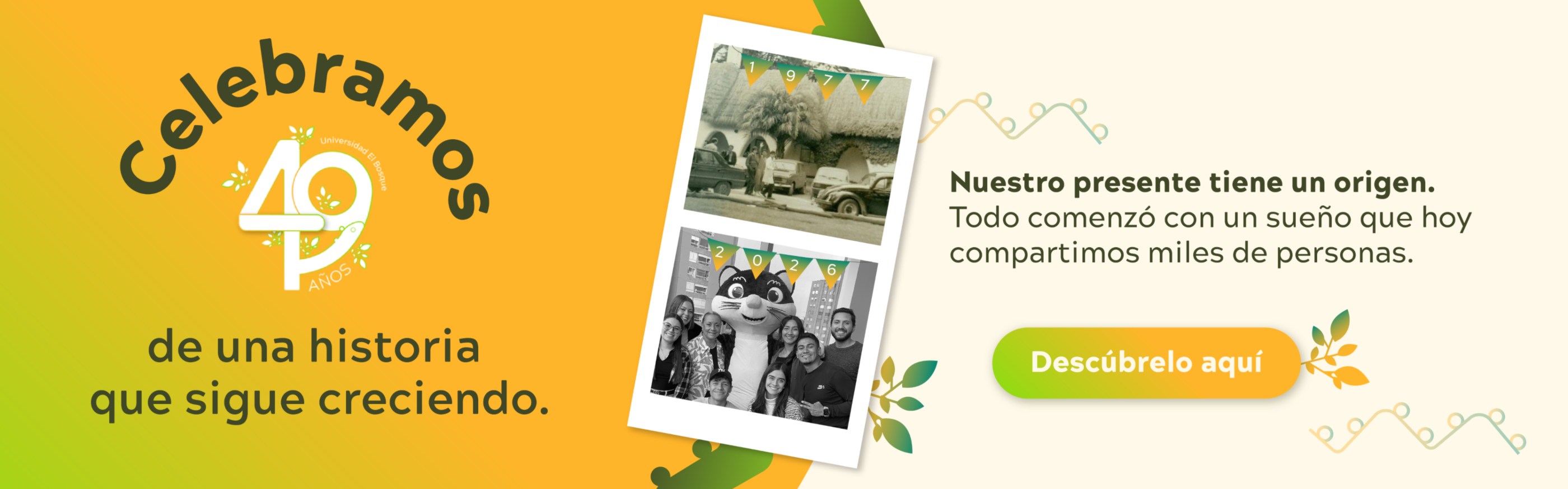 Banner conmemorativo de los 49 años de la Universidad El Bosque
