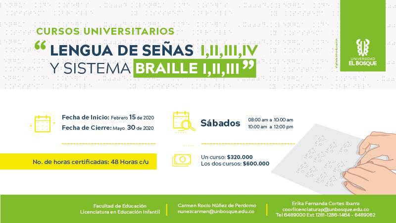 Cursos Braille y lengua de señas