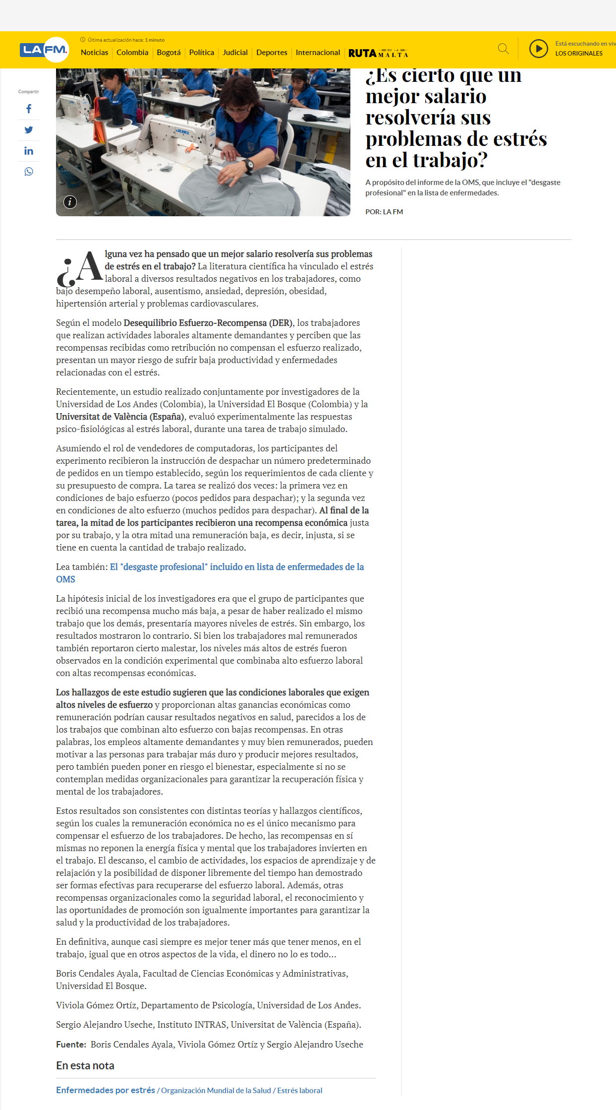 ¿Es cierto que un mejor salario resolvería sus problemas de estrés en el trabajo?