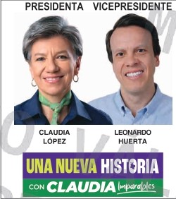 Candidata Claudia López, junto a su fórmula vicepresidencial