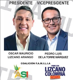 Mauricio Lizcano y su fórmula vicepresidencial