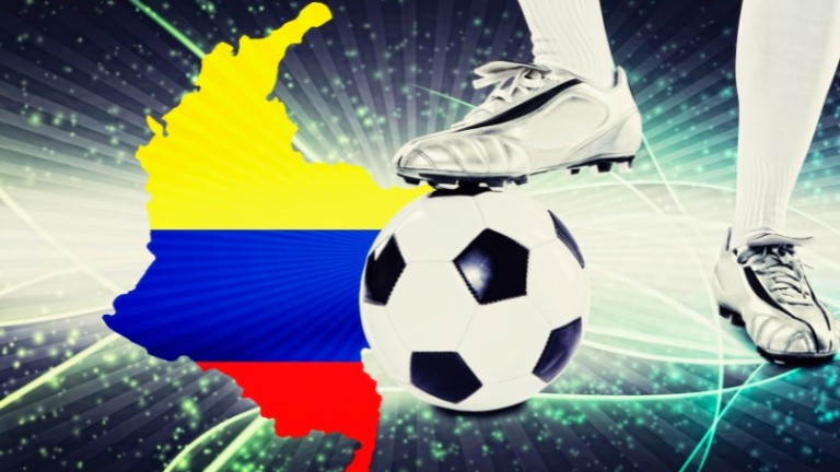 Mapa de Colombia con balón de fútbol — Copa Mundial 2026