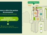 Imagen que muestra los puntos de encuentro del bloque G de la Universidad El Bosque