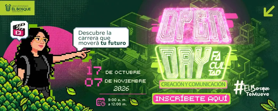 Publicidad que promueve el Open Day, con información sobre horarios y actividades programadas.